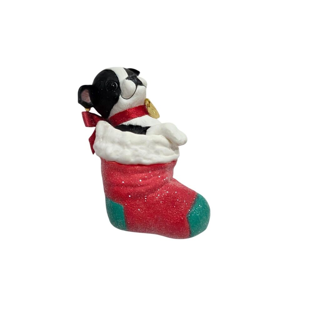 2021 Hallmark Keepsake Boston Terrier Puppy Love Ornament w Box‎ Dog